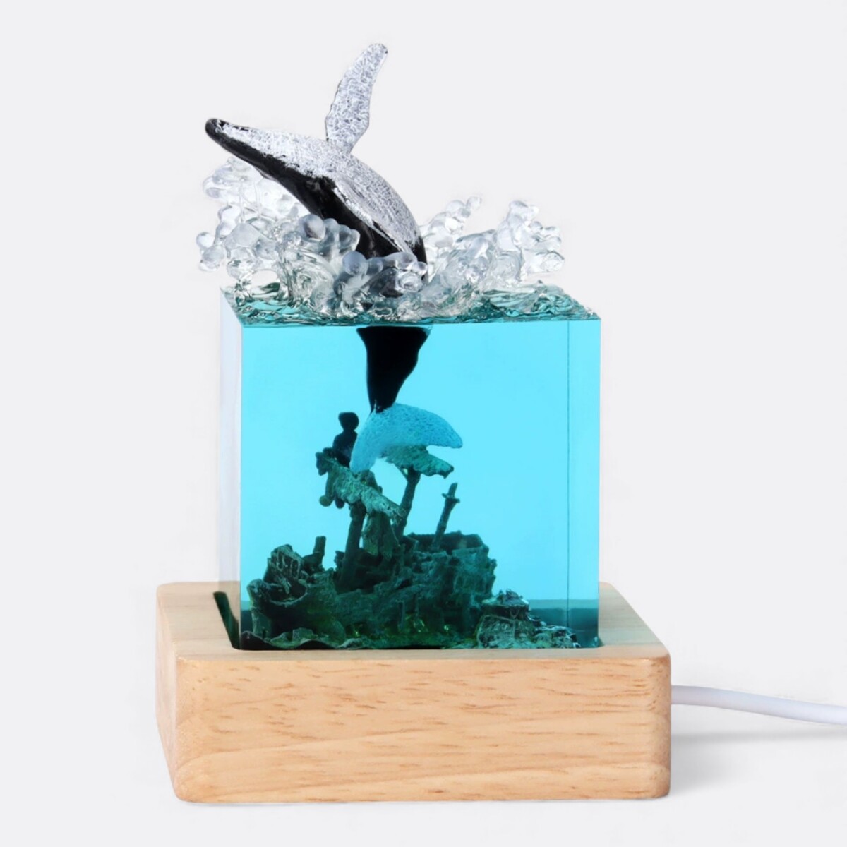 Lámpara Resina Cuadrada Animales Marinos - Ballena 1 