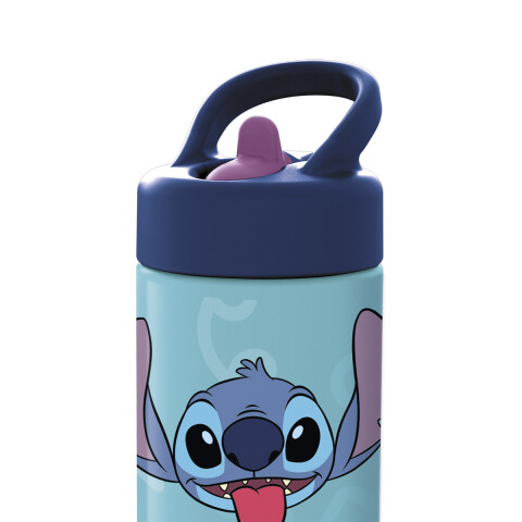 Botella Plástica con Pajita Stitch 410 ml U