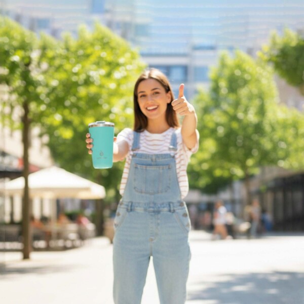 Vaso Térmico Acero Inoxidable Hermético 590ml Frio Calor Color Turquesa