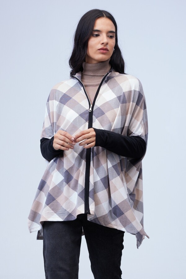 Cardigan Oversized Zip MULTI/BEIGE