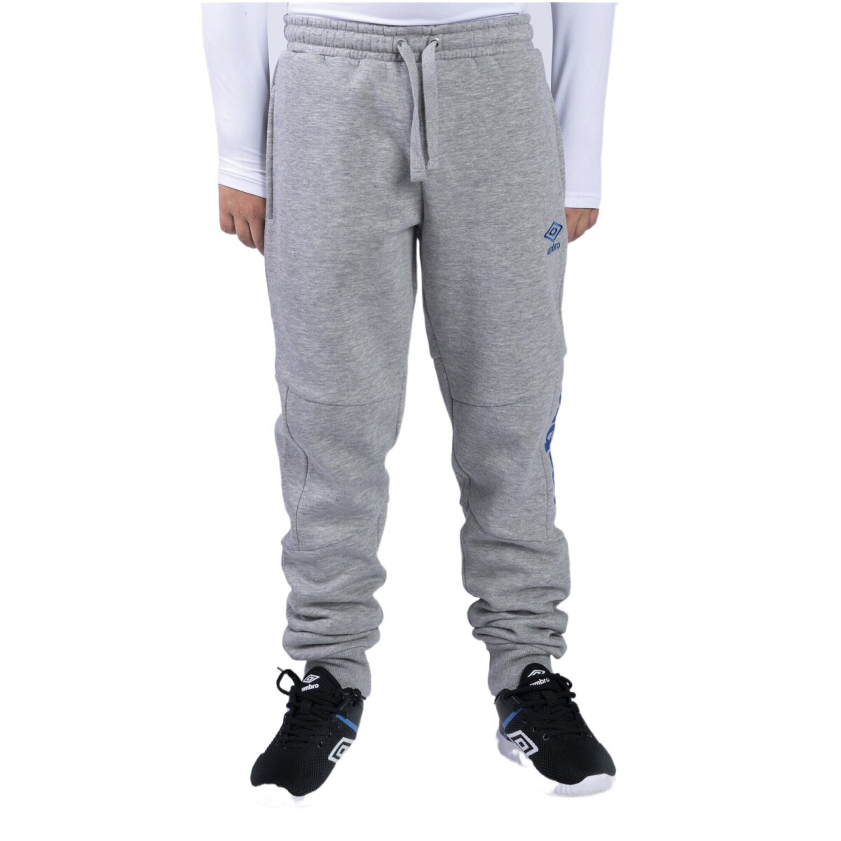Pantalón Infantil Umbro Vintage Kids - Gris Melange - Azul Real 