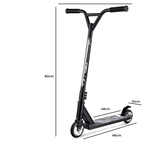Monopatín Scooter Freestyle Acrobático Reforzado PU Negro