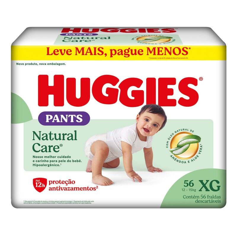 Pañales Huggies Natural Care Pants Talle Xg 56 Uds. Pañales Huggies Natural Care Pants Talle Xg 56 Uds.