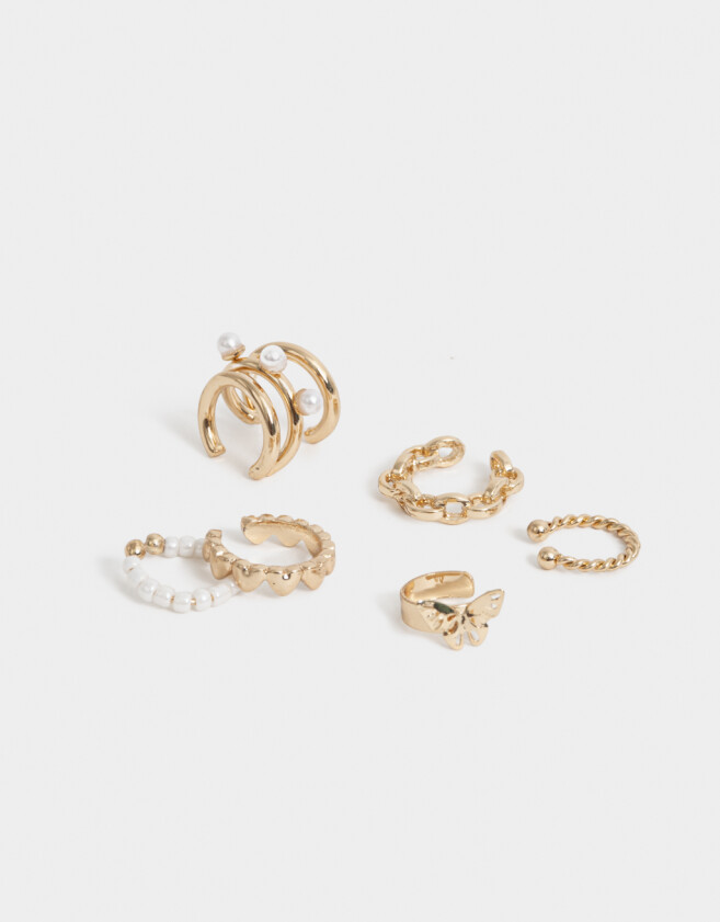 Bijou Cuff Con perlas Set De Earcuff Con Perlas - Dorado