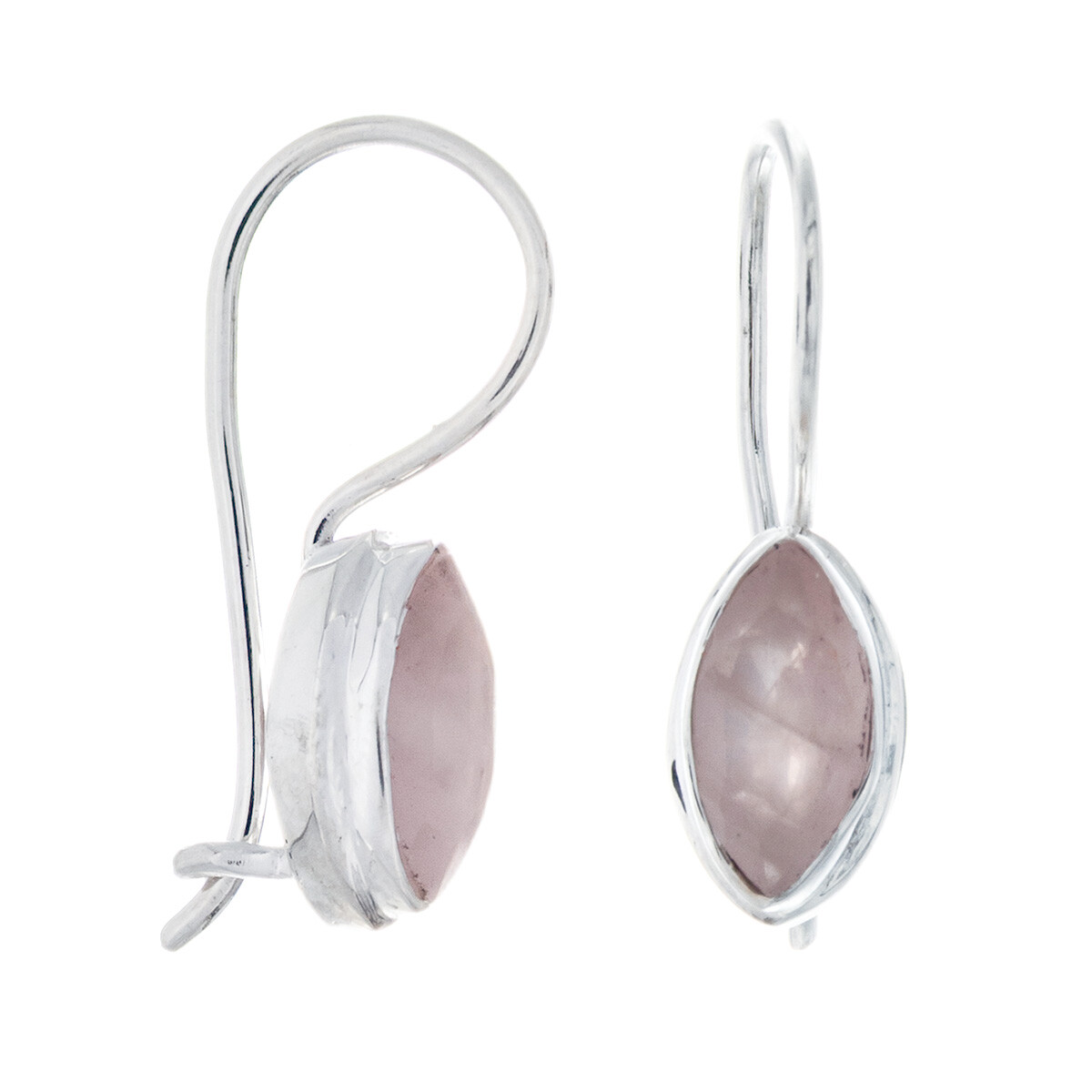 Par de caravanas de plata 925, CUARZO ROSA. 