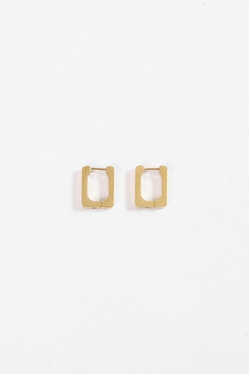 Aros acero cuadrado dorado