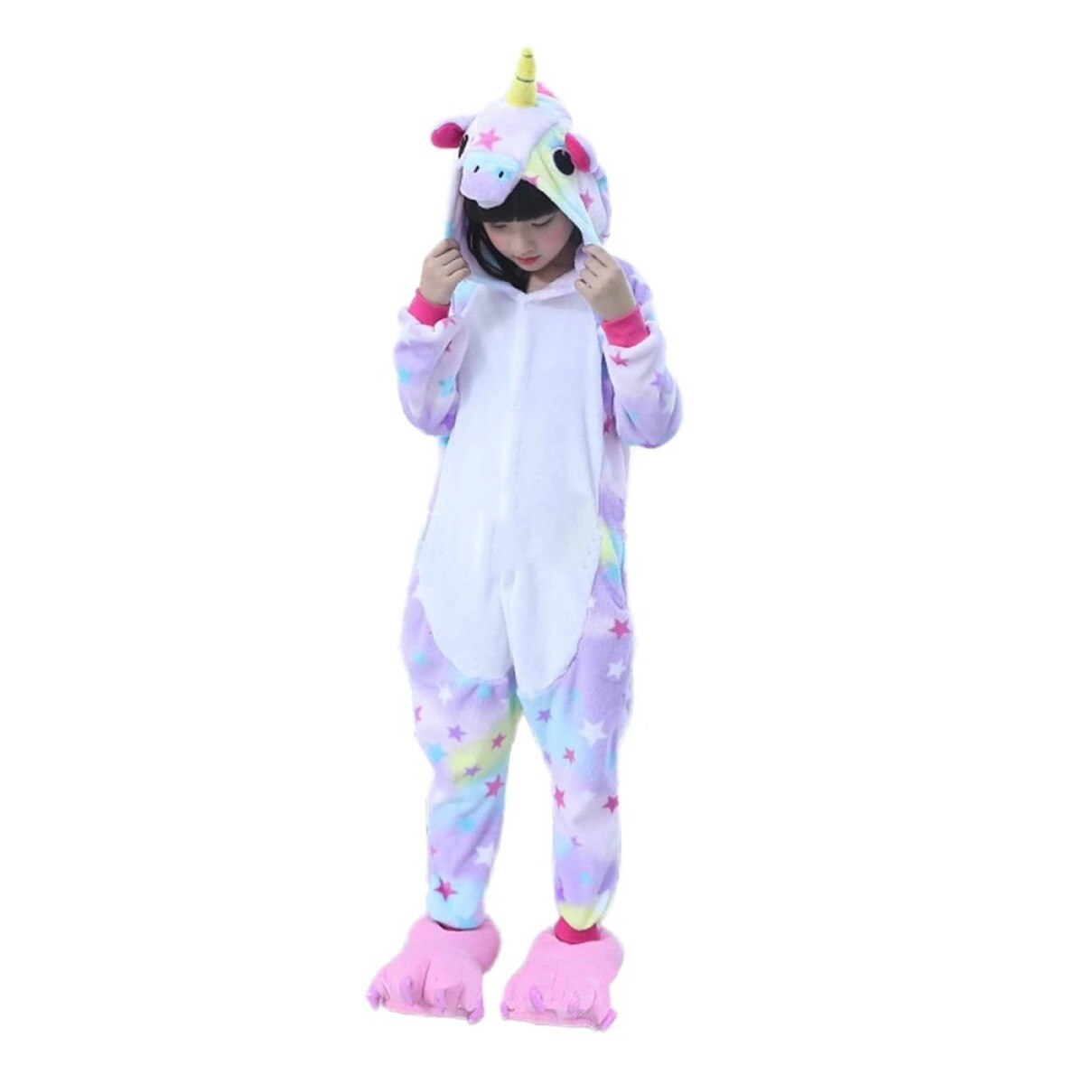 Pijama Infantil Entero de Plush Abrigado Diseño Unicornio - Multicolor 