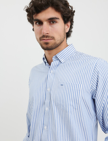 012549 CAMISA HARRINGTON LABEL Blanco/azul