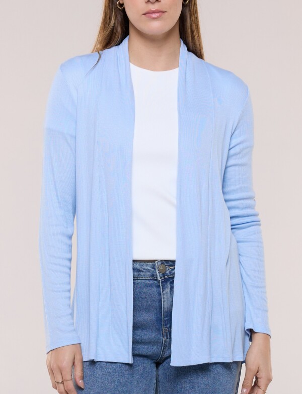 Cardigan De Punto Acanalado CELESTE