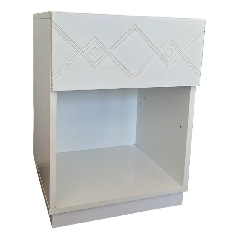 Mesa de luz blanca con 1 cajón - MERCADERIA CON DETALLES Mesa de luz blanca con 1 cajón - MERCADERIA CON DETALLES