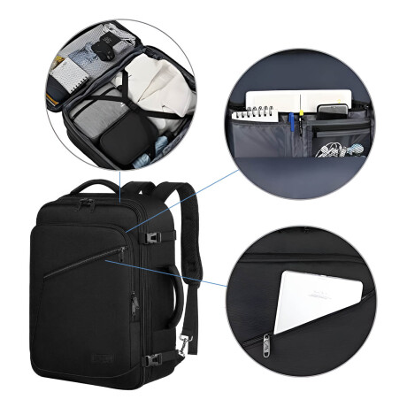 Mochila Viaje Valija Carry On Extens Liviana Calidad Negro