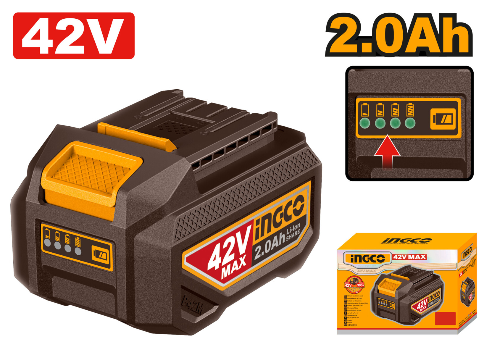 BATERIA 42V 2.0AH LITIO INGCO PARA LINEA P42M FBLI42201 
