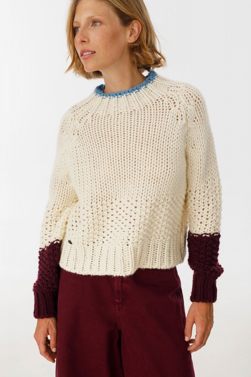 Sweater Rice Bordeaux/Crudo/Celeste