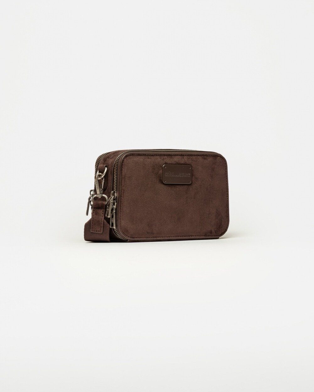 Bandolera New Penny en efecto gamuza Chocolate