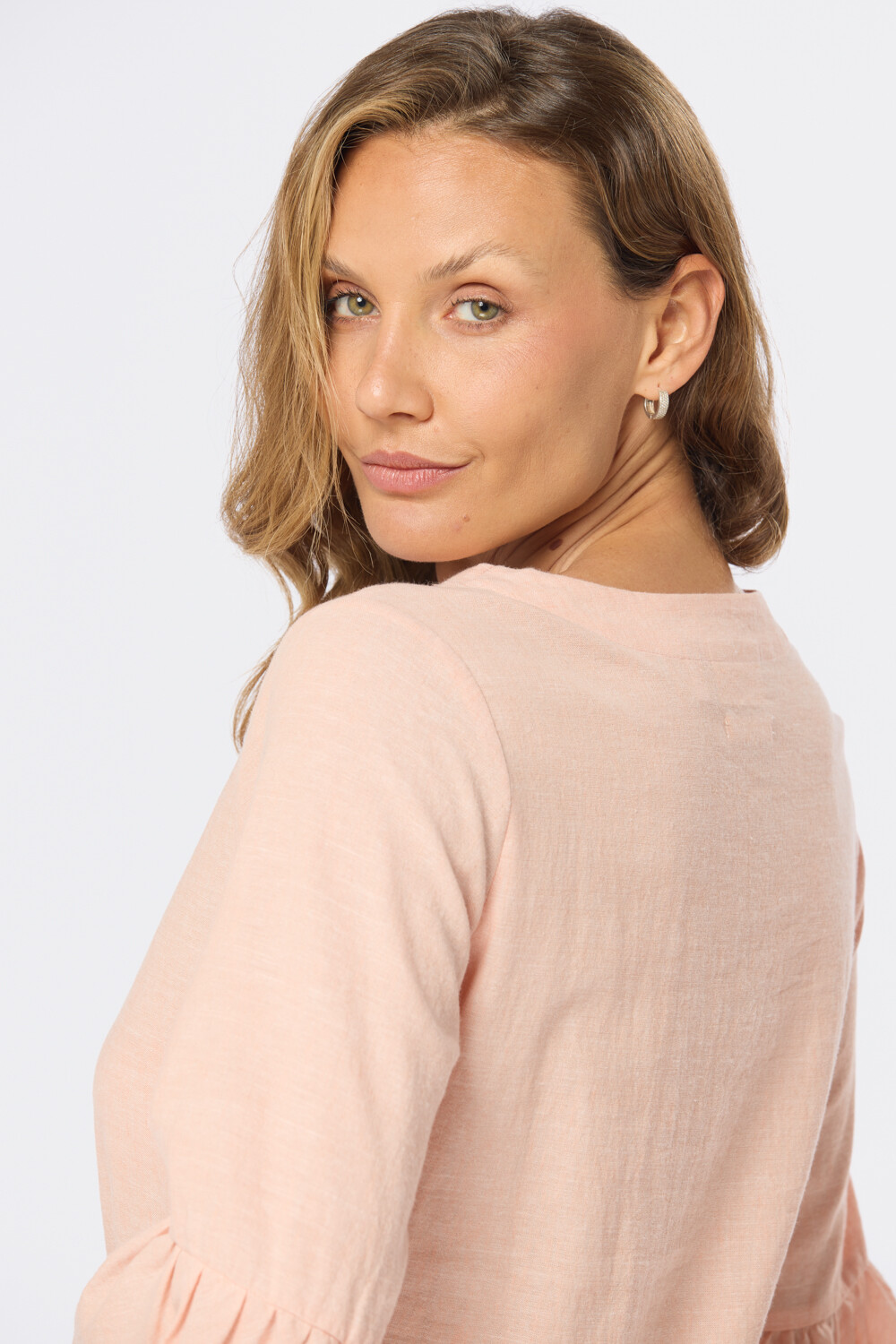 BLUSA DE LINO VOLADOS Coral