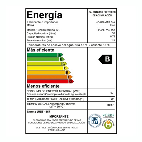 Termotanque Cilíndrico XION XI-CAL55 Capacidad 50Lts Termotanque Cilíndrico XION XI-CAL55 Capacidad 50Lts