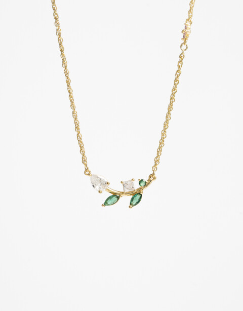 Cadena Corta con Dije Cubic zirconia Collar Con Dije De Cubic Zirconia - Dorado