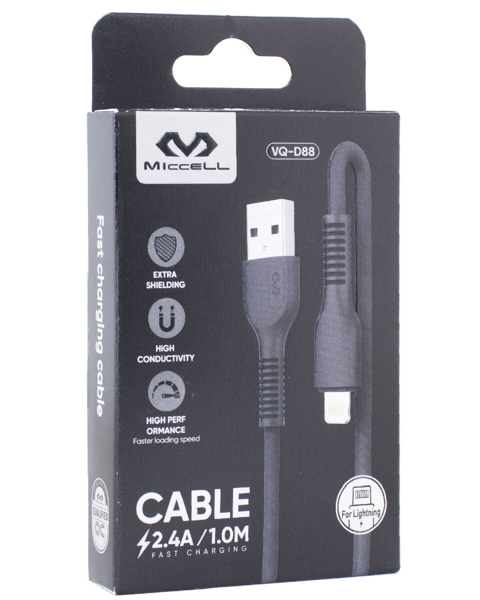 Cable de datos iPhone Lightning a USB A 1 metro Miccell - Negro 