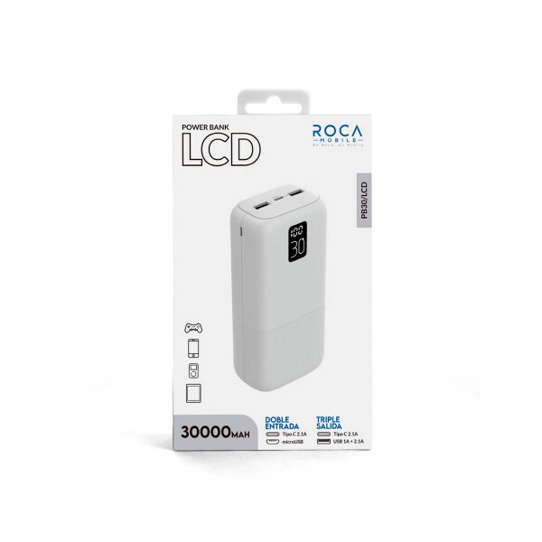 Power Bank Lcd 30000 mAh triple salida color blanco Power Bank Lcd 30000 Mah Triple Salida Color Blanco