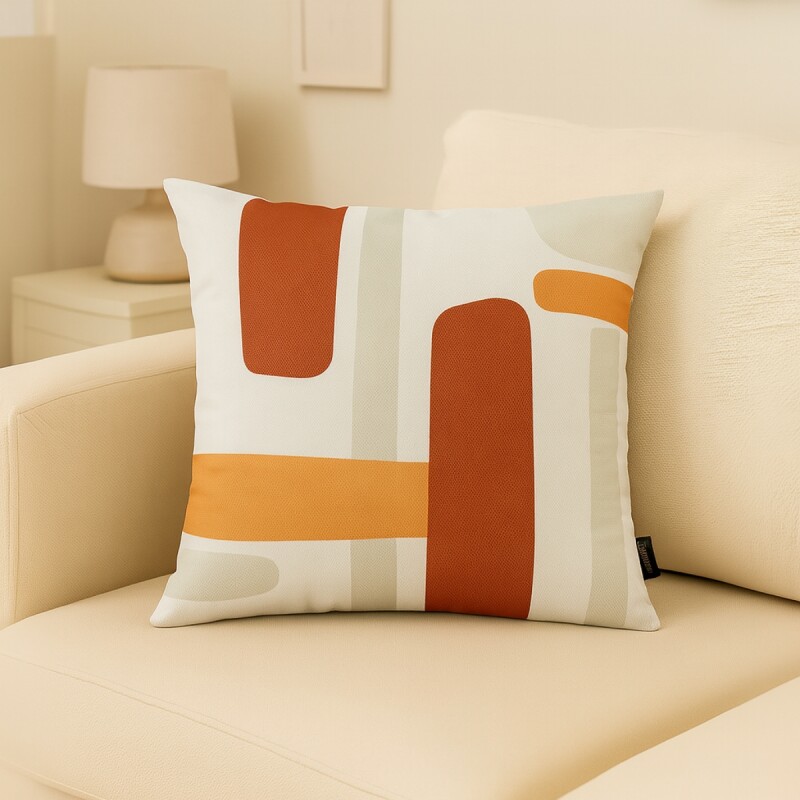 Funda de almohadones lisa 43 x 43 cm RAYAS NARANAJA