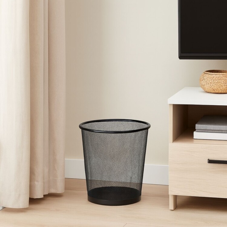 PAPELERA DE ESCRITORIO ACERO 16 LITROS NEGRO