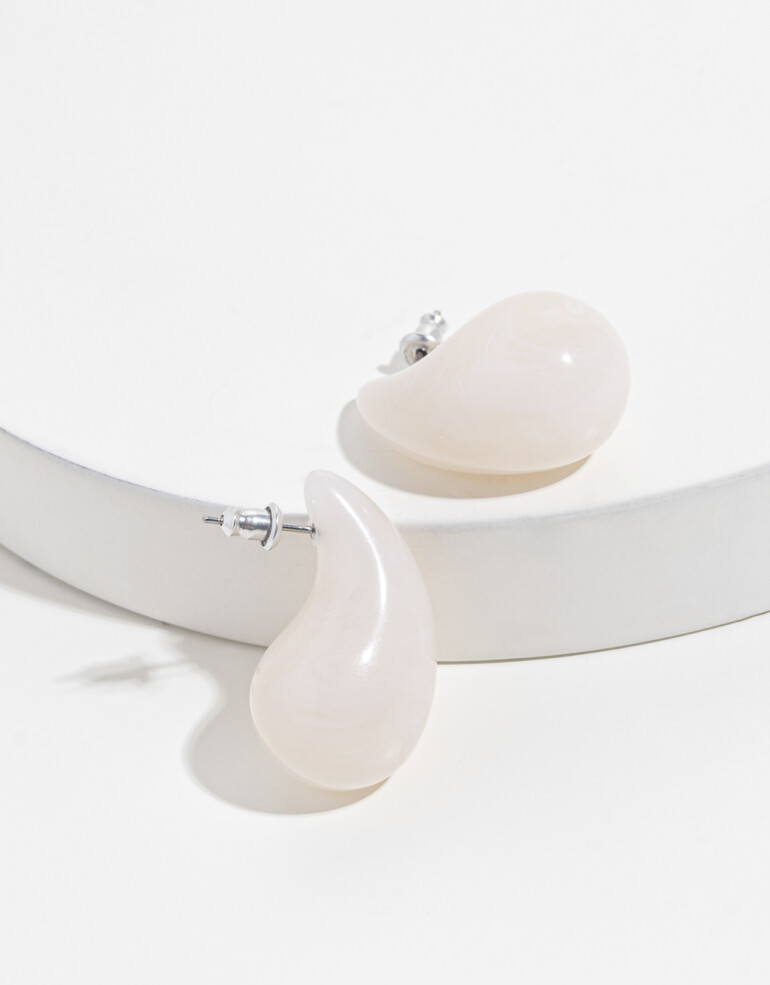 Aros Colgantes Cortos Acrilico Aros Gota Chunky De Acrílico - Blanco Crudo