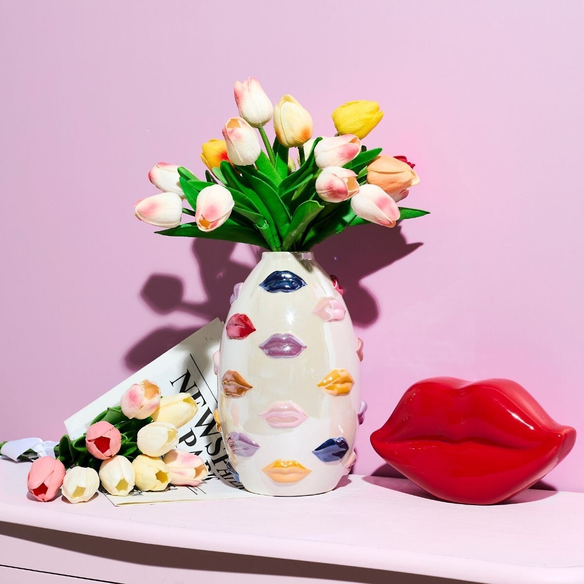 Florero de cerámica Besos 