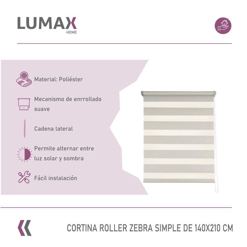 Cortina Roller Zebra Simple Lumax 1.4 X 2.1m Gran Calidad Beige