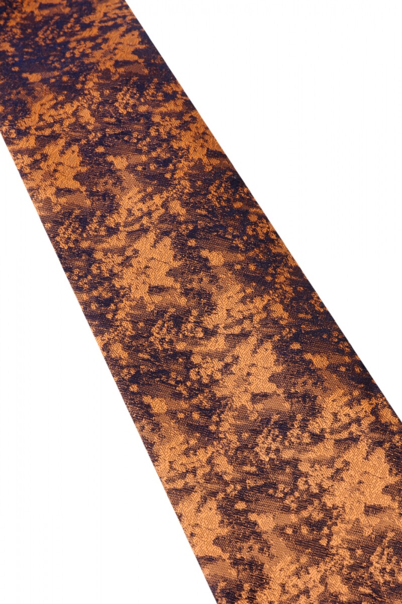 Corbata con pañuelo 8 cm MARRÓN