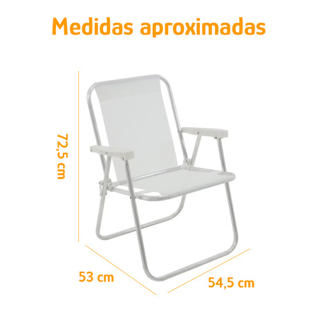 Silla Alta Aluminio Reposera Mor 110 kg Plegable Sannet Blanco