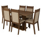 Juego De Comedor 6 Sillas Tapizadas Mesa De Living Rustico Marrón