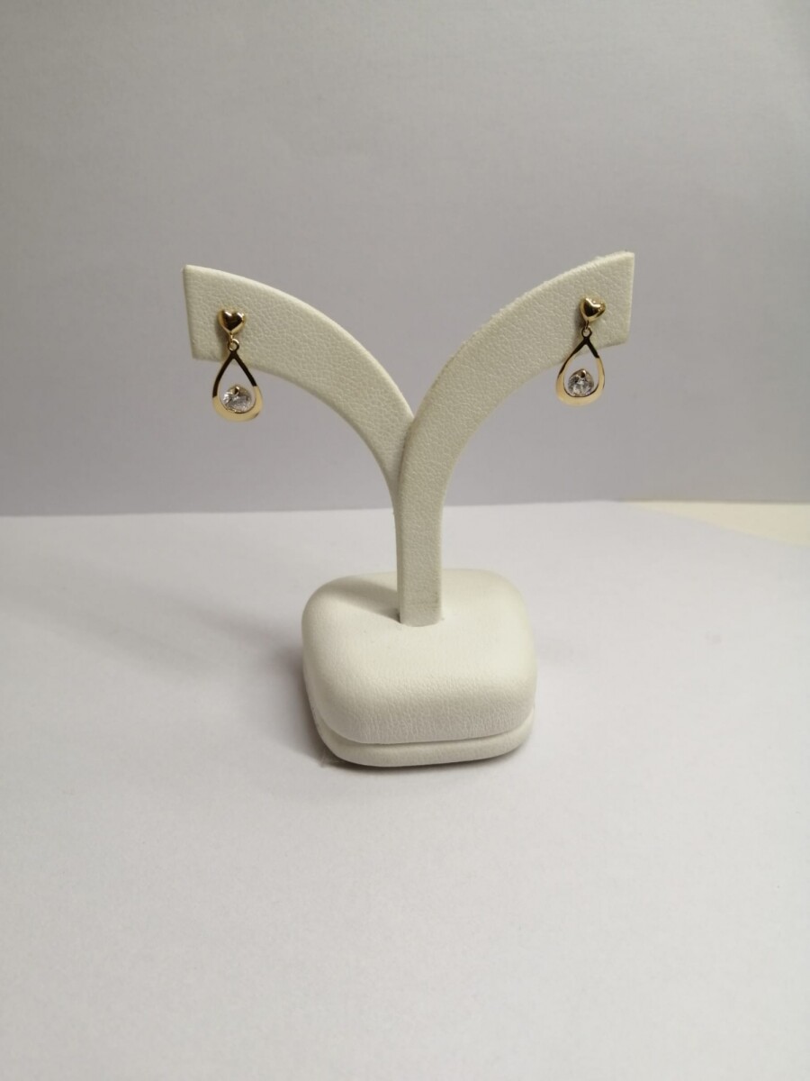 Caravanas pendientes gota con Zirconia en Oro 18kt 