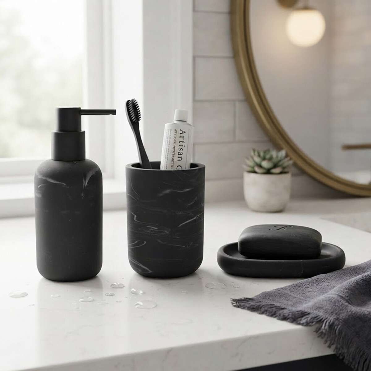 Set x 3 Accesorio de Baño Resina Home Class - Negro 