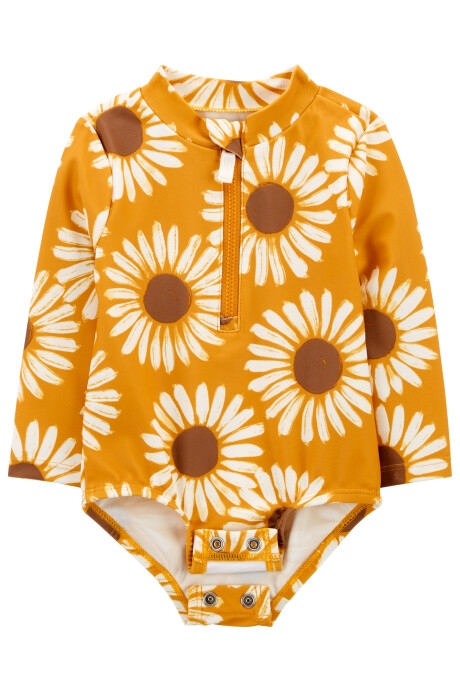 Malla de baño una pieza manga larga con protección UPF 50+ diseño girasoles Sin color