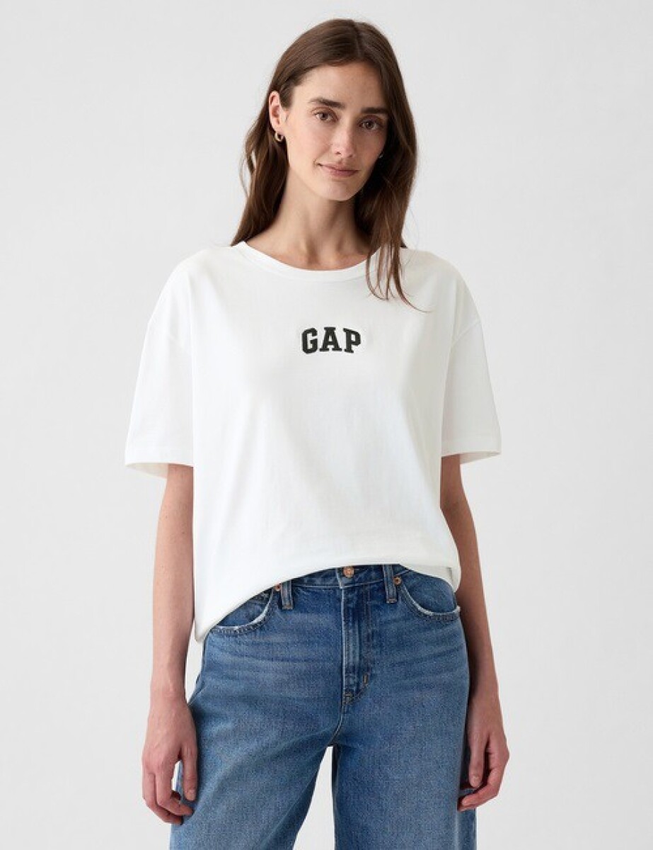 Remera Boyfriend Logo Gap Mujer - Optic White 
