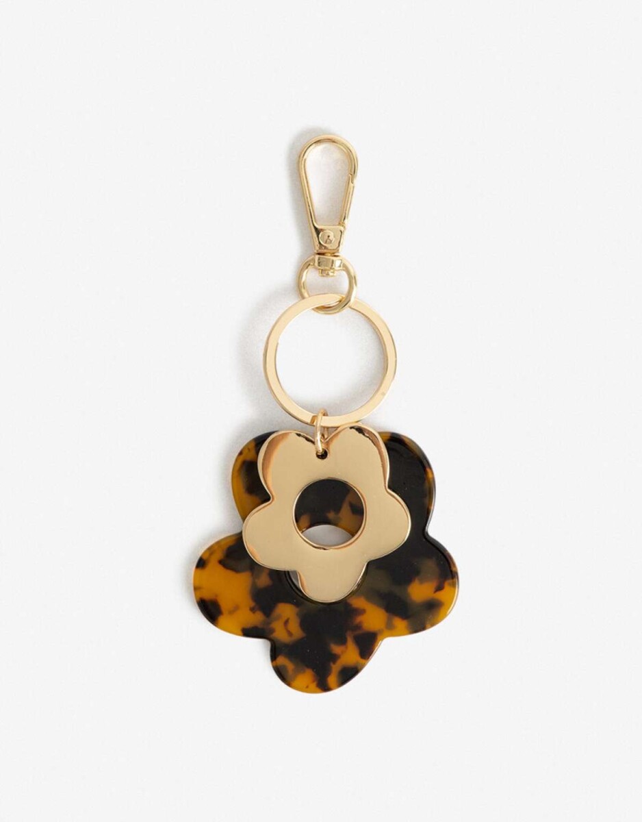 Llavero De Flor Y Con Dije ''happiness'' - Combinacion Tricolor 