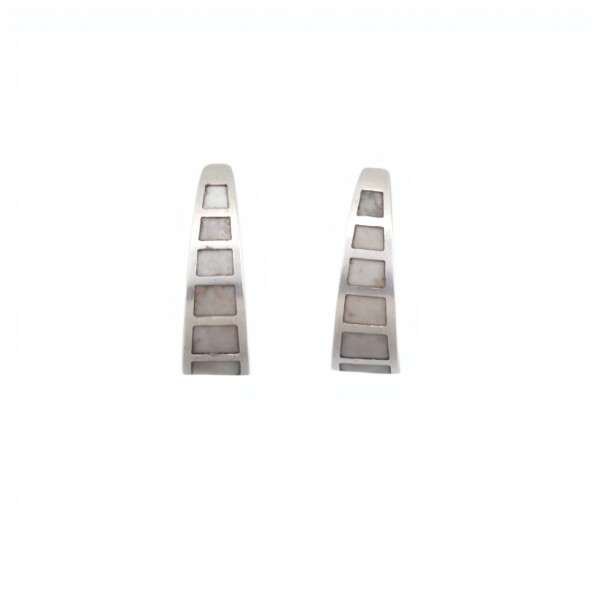 Caravanas Medio aro-Plata 925-Piedra Nacar-CA3338 conpiedra