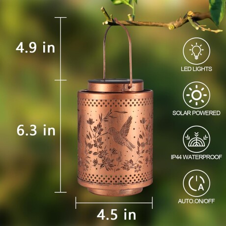Lámpara Farol Solar Metal 8-10 Hs Autonomía Patio Jardín Colibrí 2