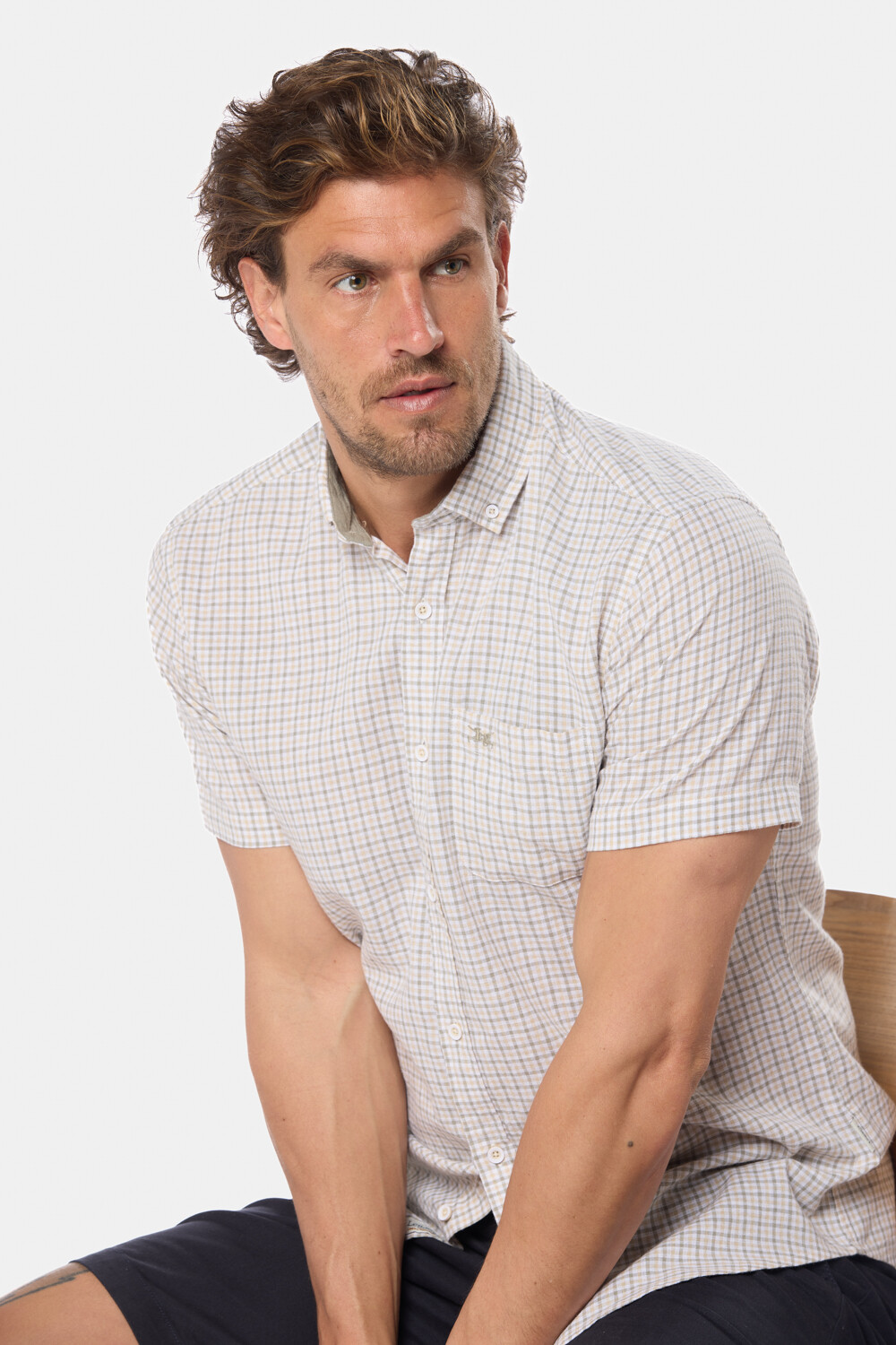 CAMISA DE LINO A CUADROS Verde