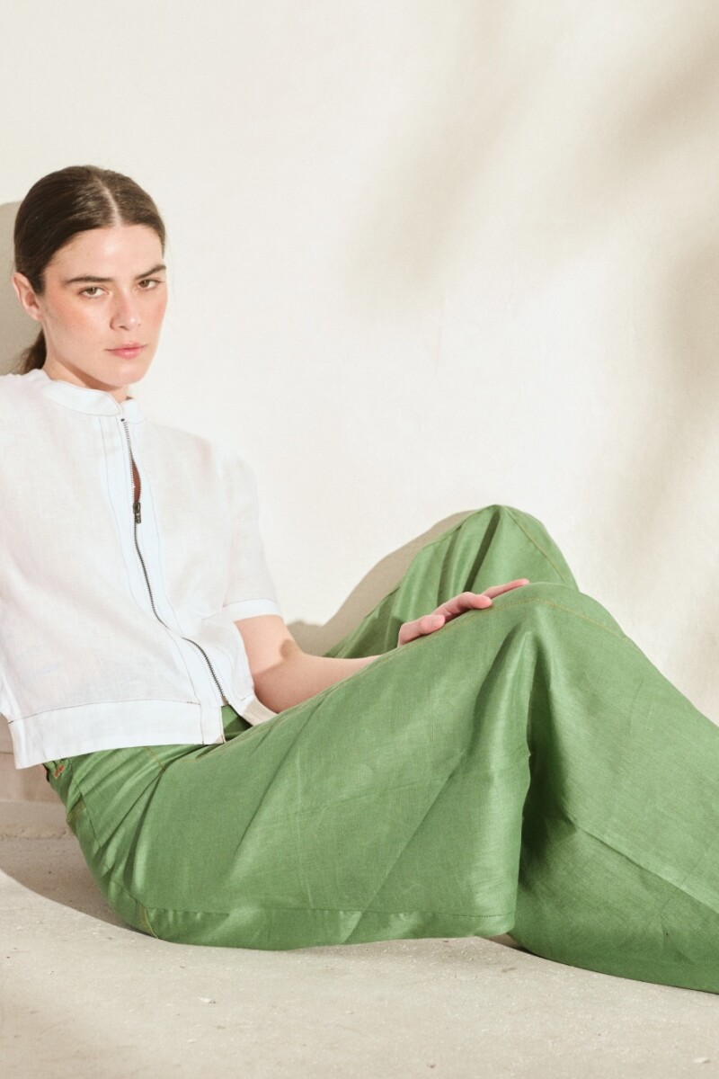 PANTALON WIDE XL LINEN SS27 Verde