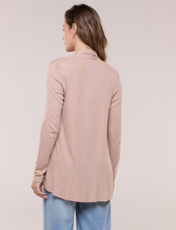 Cardigan De Punto Acanalado BEIGE