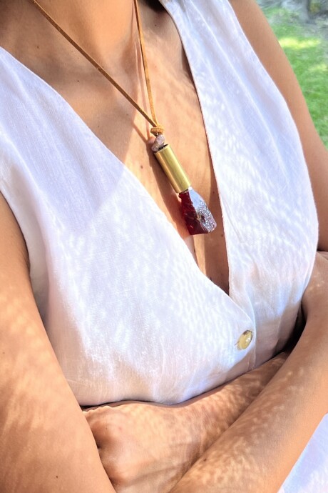 Raw Stone Necklace Rojo