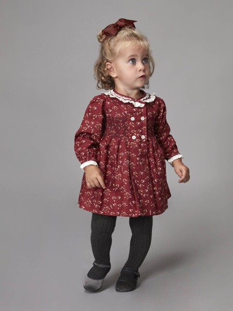 Vestido Smock Cuello Volante Caldera