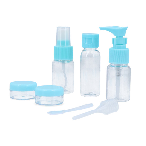 Kit de Envases para Viaje 7 Piezas con Necesaire Kit de Envases para Viaje 7 Piezas con Necesaire