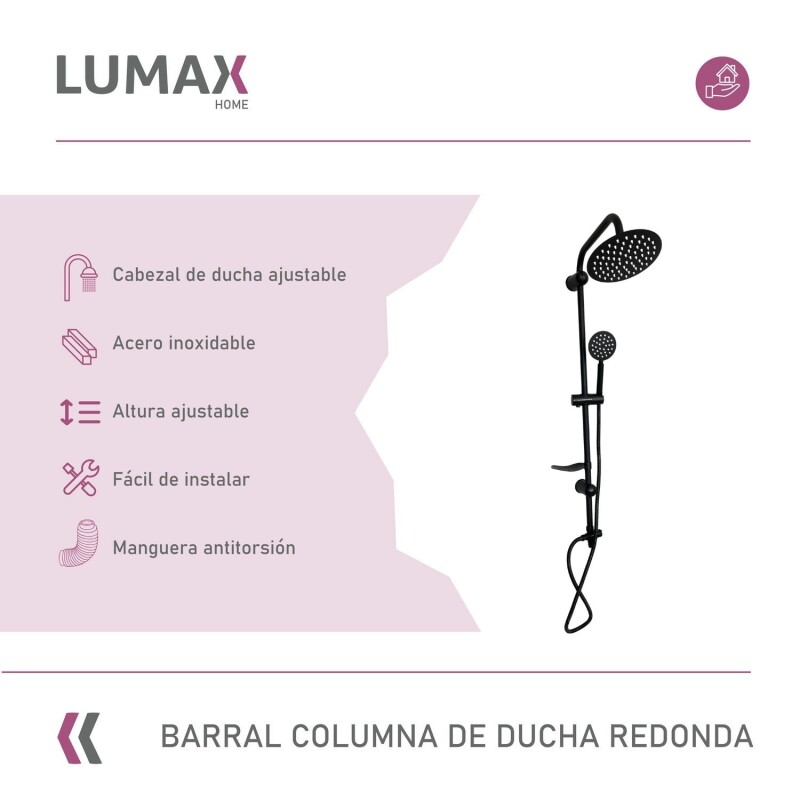 Barra columna de ducha redonda inoxidable para renovaciones de baño modernas Barra columna de ducha redonda inoxidable para renovaciones de baño modernas