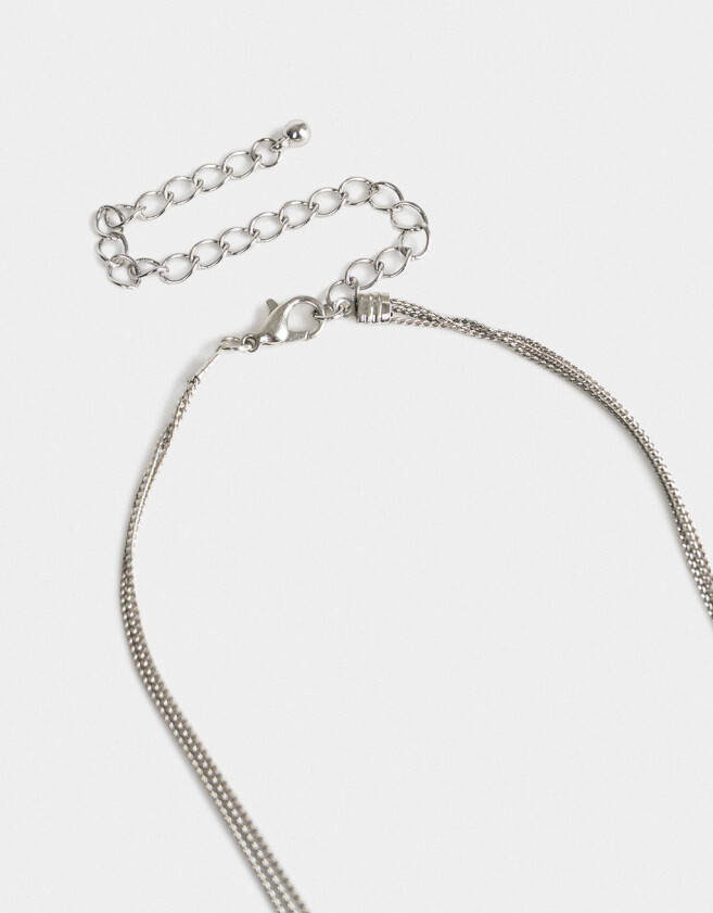 Collares Cortos Con strass Collar Corto Multicadena Strass - Plateado