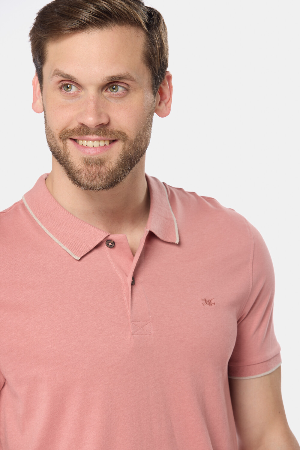 REMERA POLO JERSEY RAYADA Coral