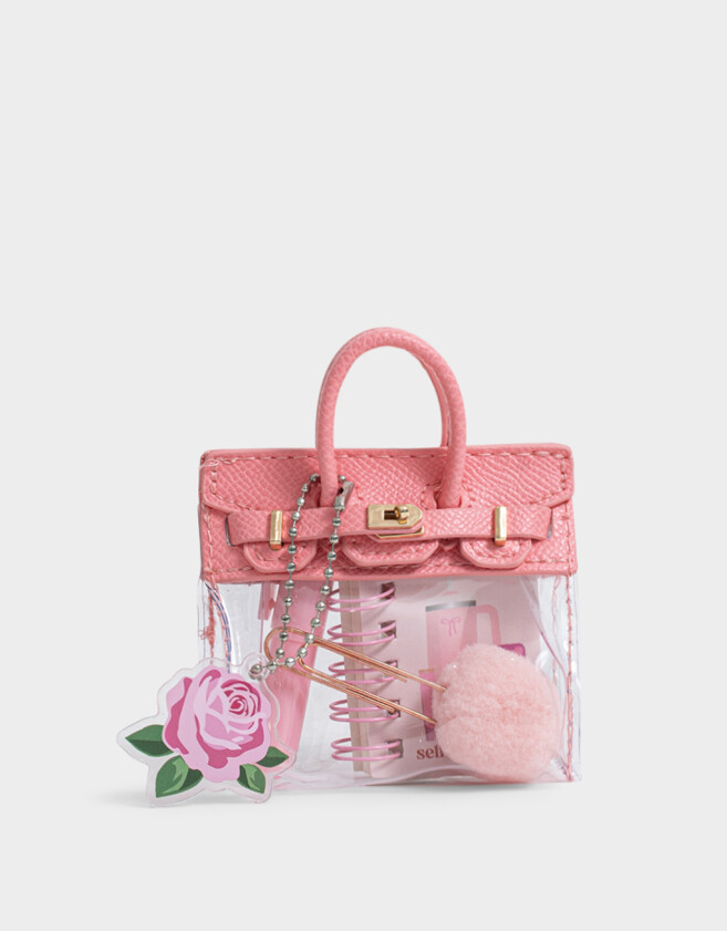 Librería Sets Estampados Llavero Y Charm De Mini Carterita - Rosa Claro