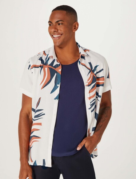 CAMISA ESTAMPADA MODELO COMFORT BLANCO