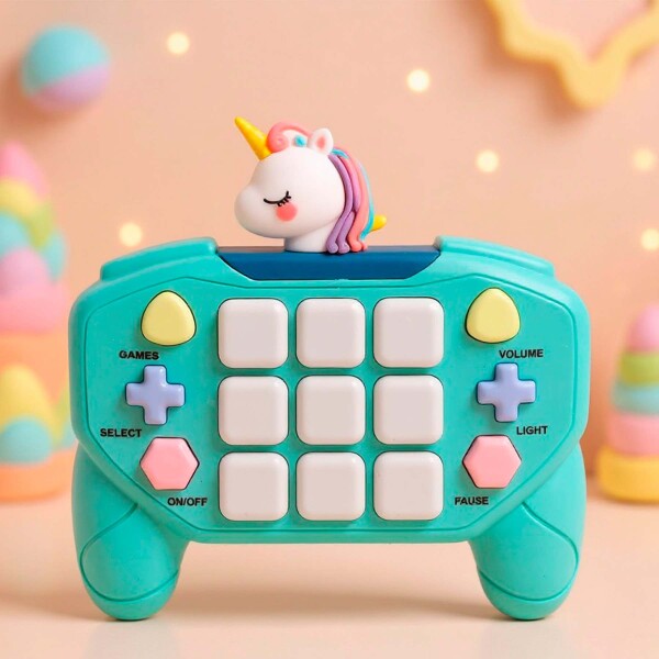 Joystick Consola Interactiva 15 Botones Con Luces Y Sonido Unicornio celeste